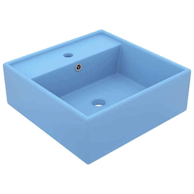 vidaXL Luxus-Waschbecken Überlauf Quadratisch Matt Hellblau 41x41 cm 146945