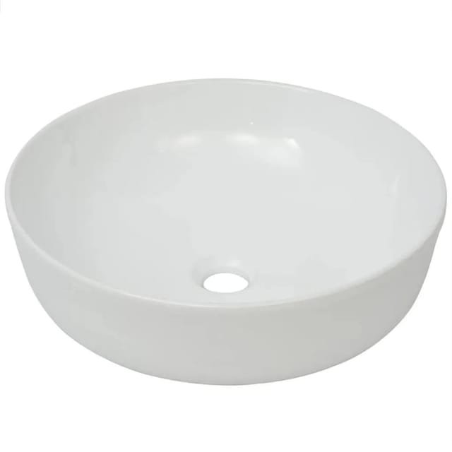 vidaXL Waschbecken Rund Keramik Weiß 41,5 x 13,5 cm 142337