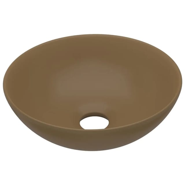 vidaXL Waschbecken Keramik Mattcreme Rund 146985
