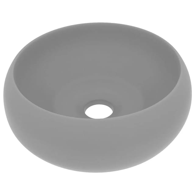 vidaXL Luxuriöses Waschbecken Rund Matt Hellgrau 40x15 cm Keramik 147004