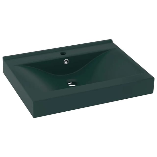 vidaXL Luxus-Waschbecken mit Hahnloch Matt-Dunkelgrün 60x46 cm Keramik 147025