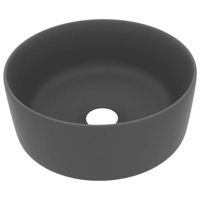 vidaXL Luxuriöses Waschbecken Rund Matt Dunkelgrau 40x15 cm Keramik 147016