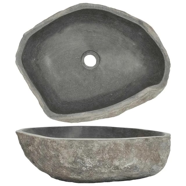 vidaXL Waschbecken Flussstein Oval 45-53 x 34-41 cm 242668