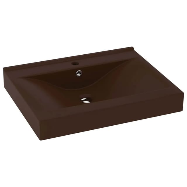 vidaXL Luxus-Waschbecken mit Hahnloch Matt-Dunkelbraun 60x46cm Keramik 147028