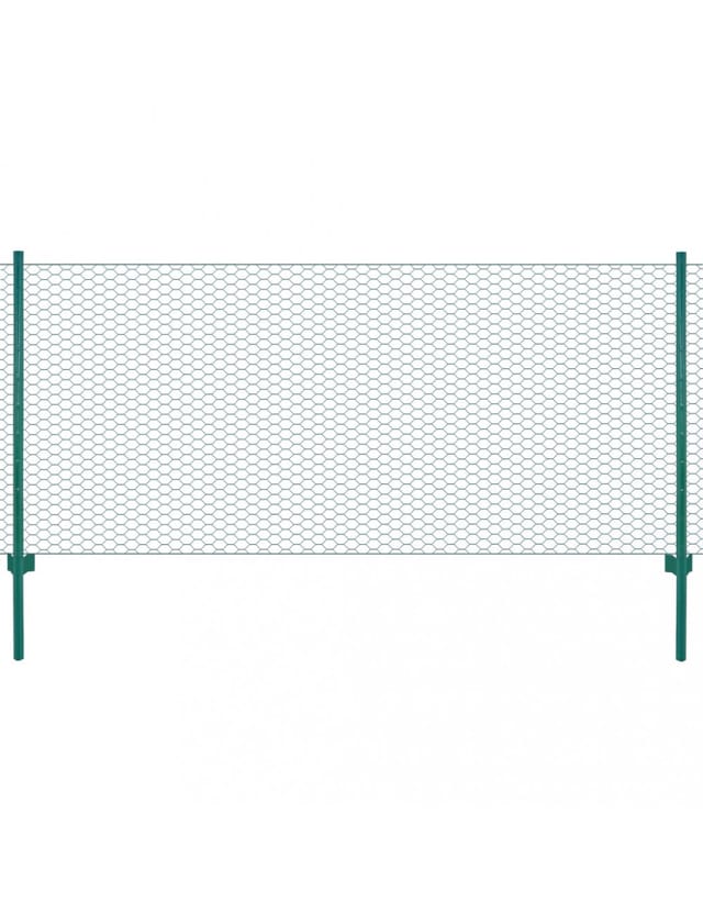 vidaXL Maschendrahtzaun mit Pfosten Stahl 25 x 0,5 m Grün 144608