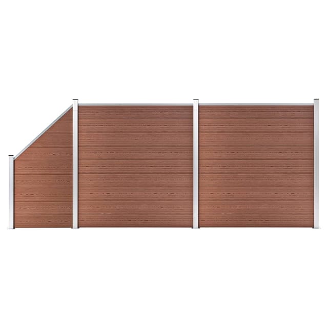 vidaXL WPC Zaun-Set 2 Quadrate + 1 Schräge 446x186 cm Braun 3053216