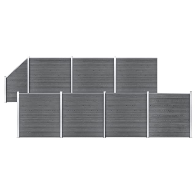 vidaXL WPC Zaun-Set 7 Quadrate + 1 Schräge 1311x186 cm Grau 3053239
