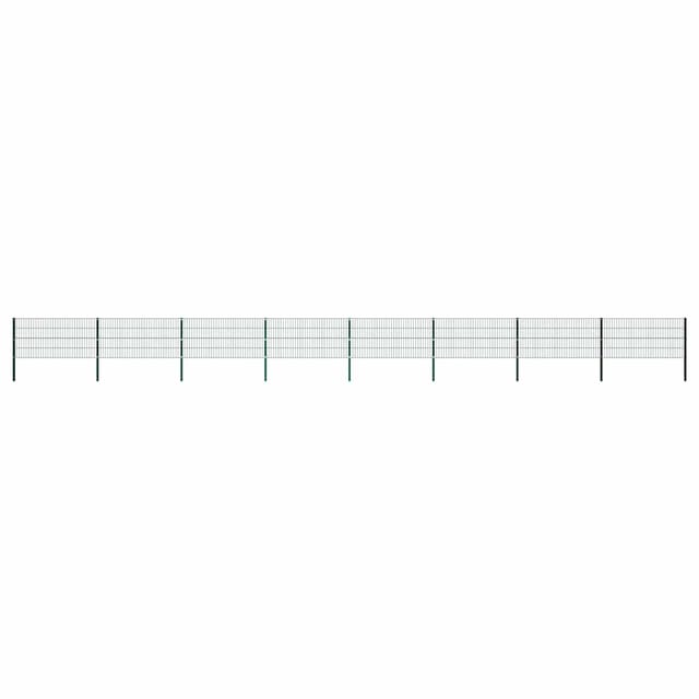 vidaXL Zaunelement mit Pfosten Eisen 1385 x 80 cm Grün 278611