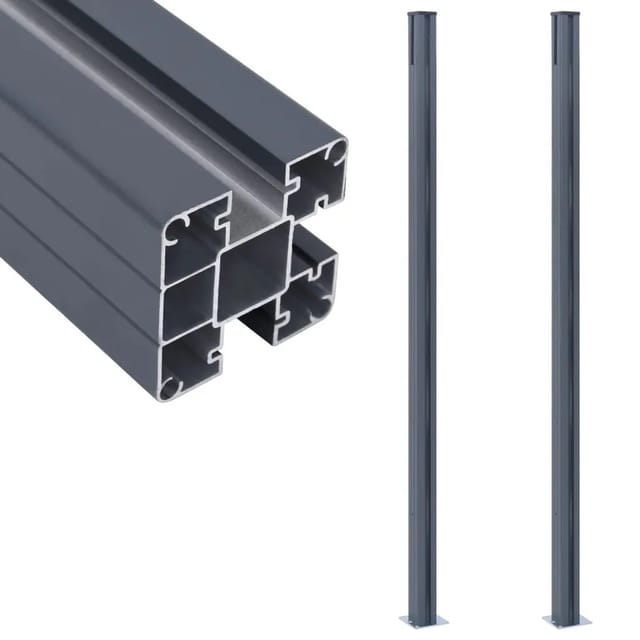 vidaXL Zaunpfosten 2 Stk Dunkelgrau 185 cm Aluminium 148986