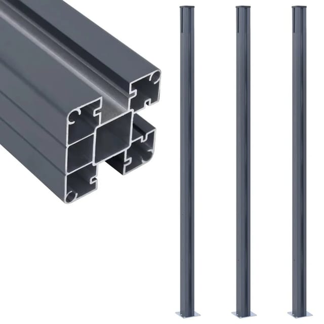 vidaXL Zaunpfosten 3 Stk Dunkelgrau 185 cm Aluminium 148987