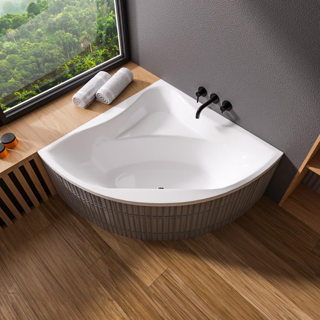 Ecolam Badewanne Eckbadewanne Glamour Acryl 140x140cm Ablauf Füße Silikon