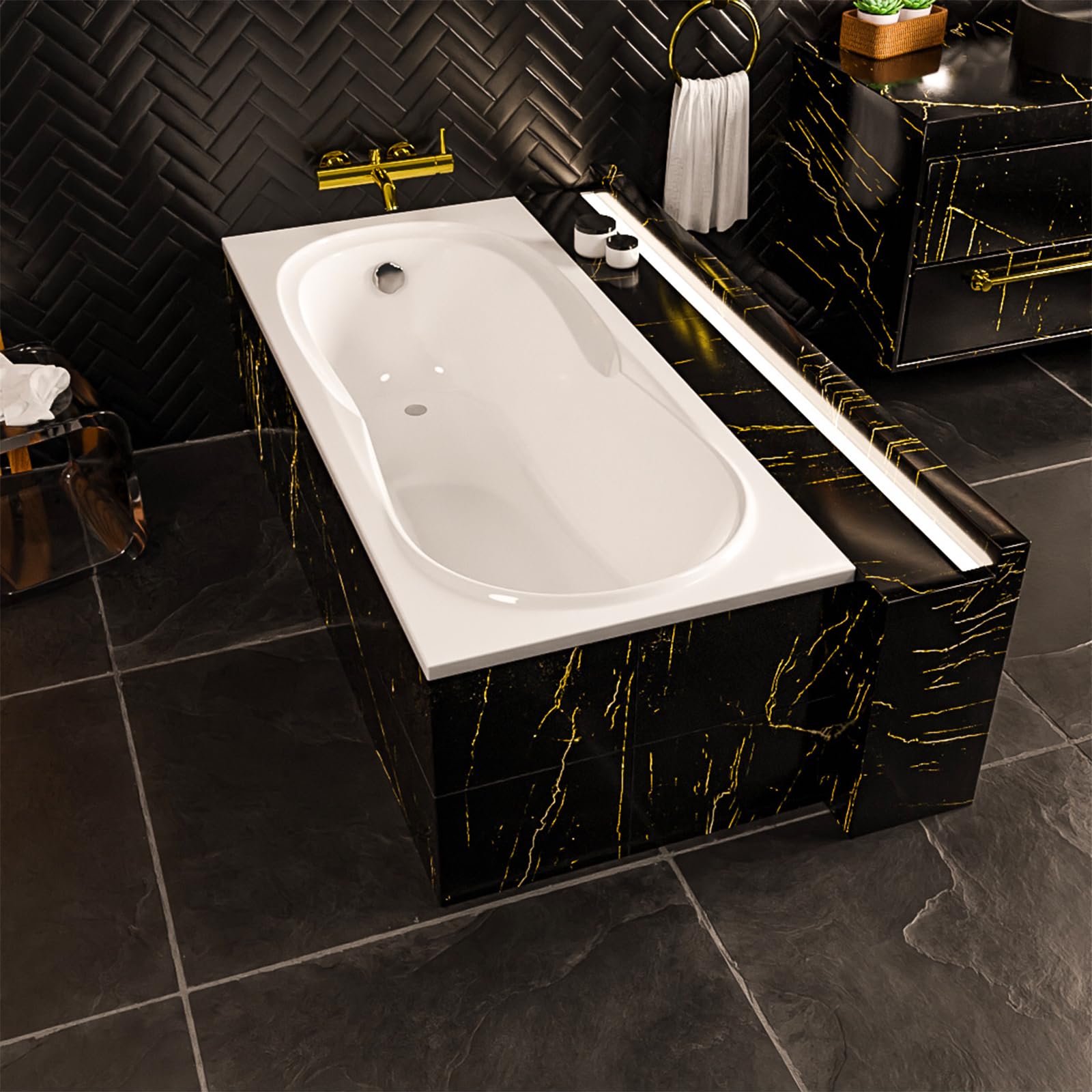 Ecolam Badewanne Sekwana 170x75 Acrylwanne Rechteck Ablauf Füße Silikon
