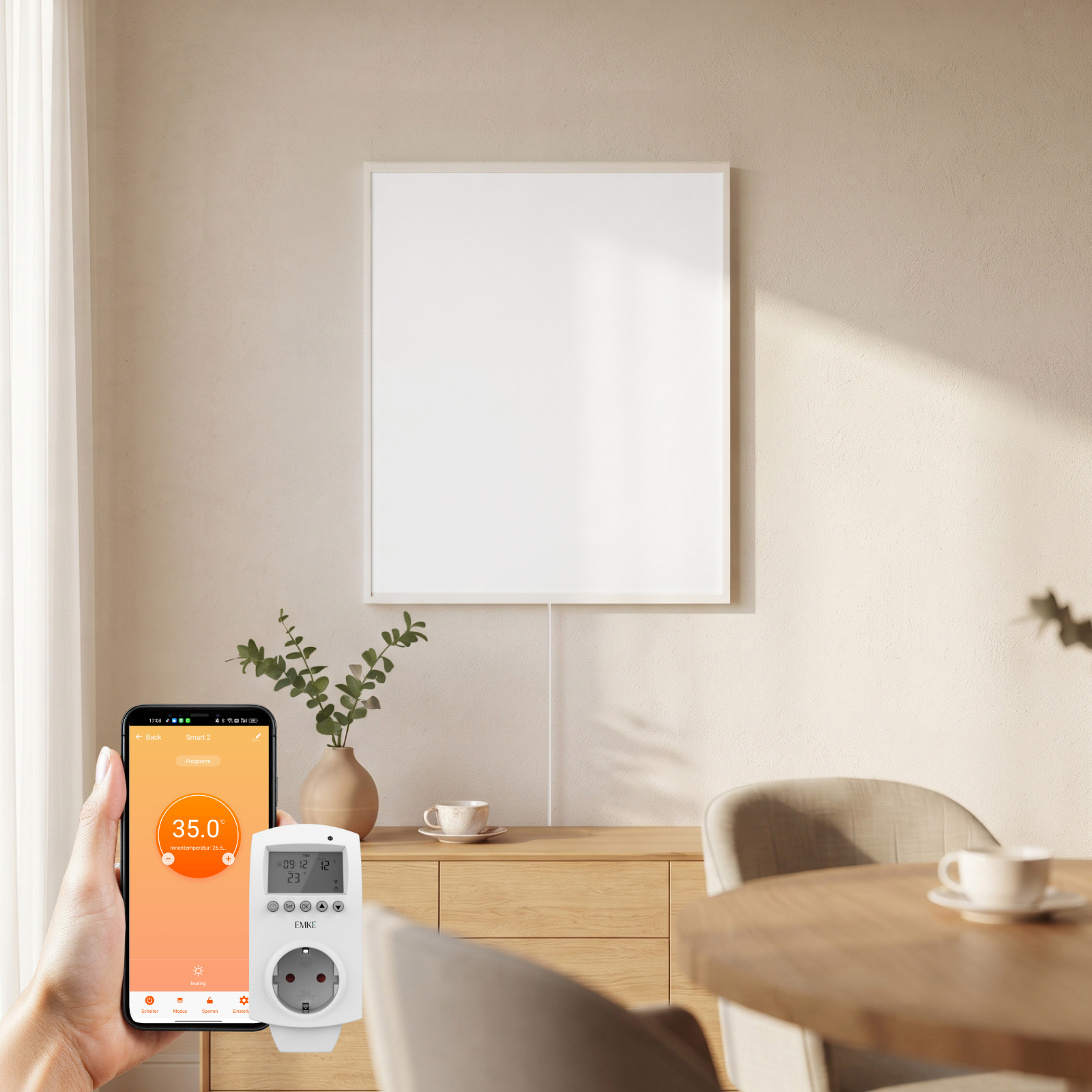 Emke Infrarotheizung Wand 300 W 60 × 50 Cm, Infrarot-heizpaneel Mit Steck-thermostat Und Wlan-app-steuerung