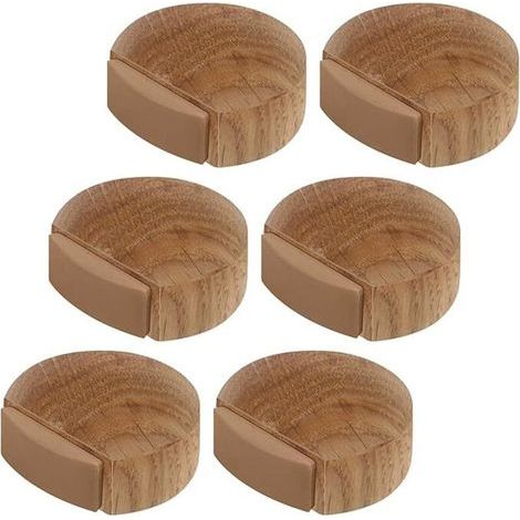 Linghhang – 6er-set Selbstklebende Türstopper Aus Eichenholz – Für Glatte Böden – Einfache, Schraubenlose Montage – Maße: 4,5 X 4,2 X 1,6 Cm