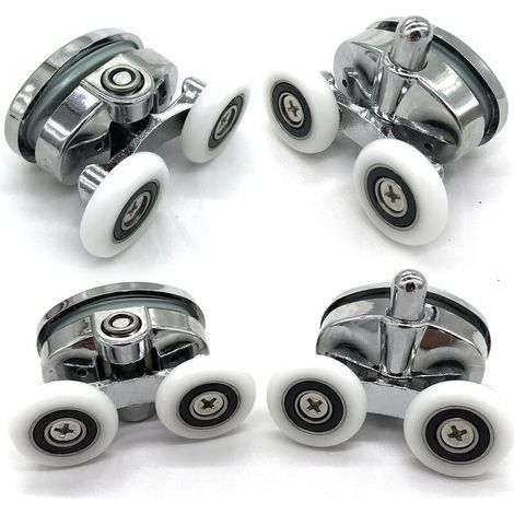 Memkey – 4er-set Duschkabinenrollen – 23 Mm Ovale, Schmetterlingsförmige Rollen – Leiser Betrieb – Chromoberfläche