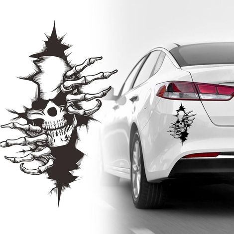 Totenkopf-autoaufkleber, 2 Große Totenkopf-aufkleber, Horror-autoaufkleber, 3d-autoaufkleber, Selbstklebende Halloween-autoaufkleber