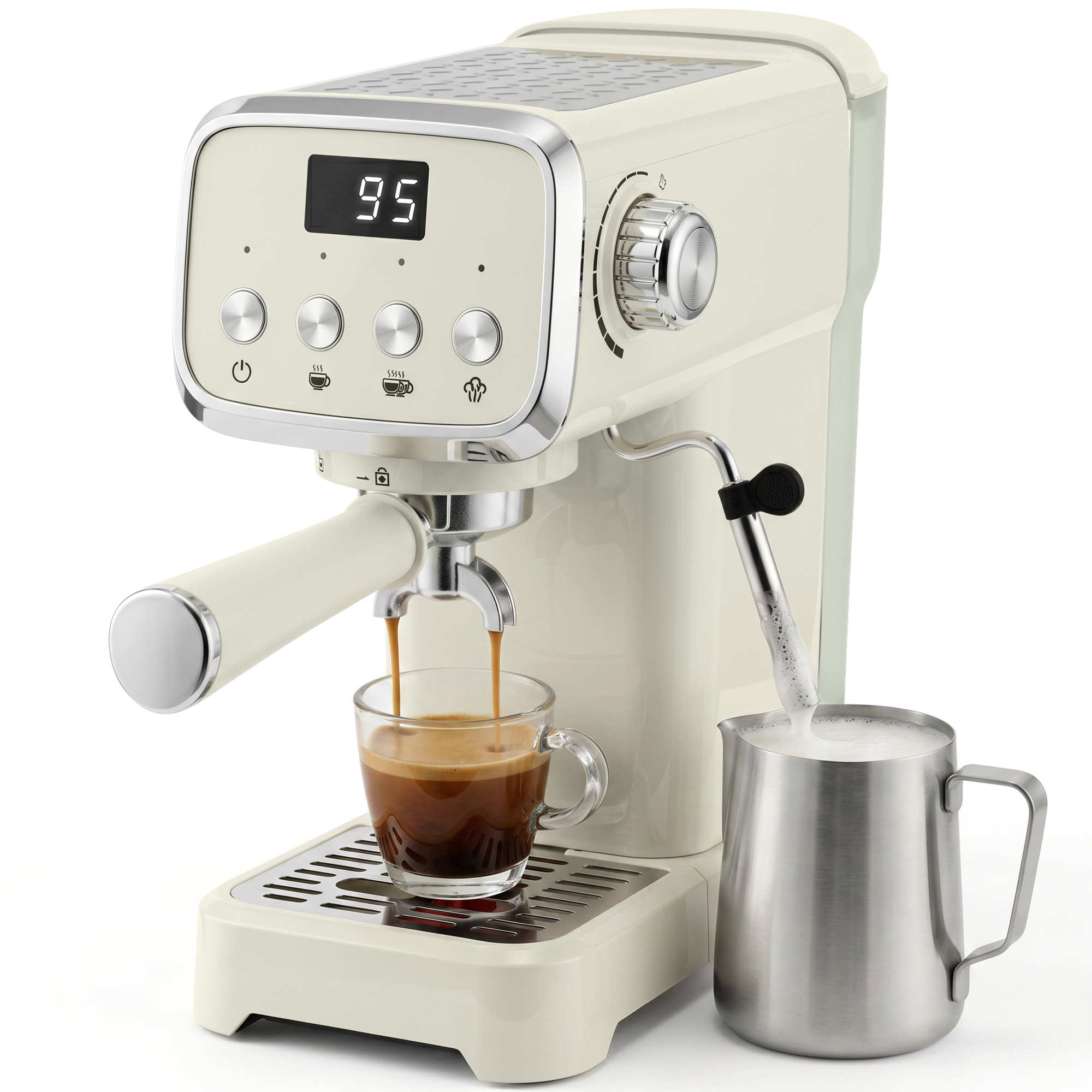 Siebträgermaschine 20 Bar Espressomaschine Mit Milchaufschäumer Und 1,2l Abnehmbaren Wassertank Für Espresso