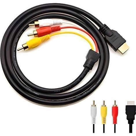 Yiany Hdmi-auf-cinch-kabel, 1080p Hdmi-stecker Auf 3 Cinch-audio-/video-adapterkabel, Av-komponentenkonverter Für Fernseher, Hdtv Und Dvd-player