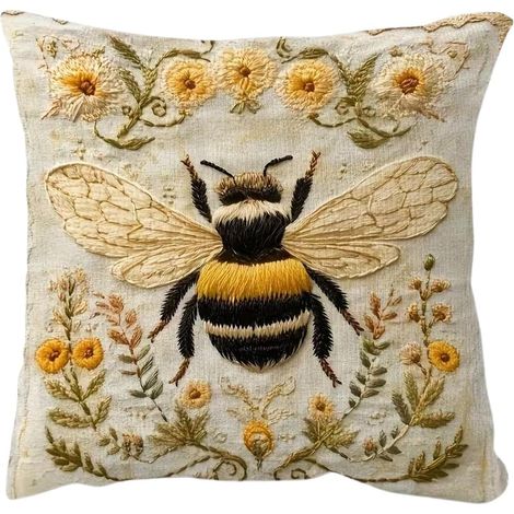 Quadratische Kissenbezüge Mit Bienenmotiv Für Den Außenbereich, 45 X 45 Cm. Innendekoration. Ideal Für Schlafzimmer, Wohnzimmer, Büro, Wohnung, Studentenwohnheim, Café Oder Restaurant.