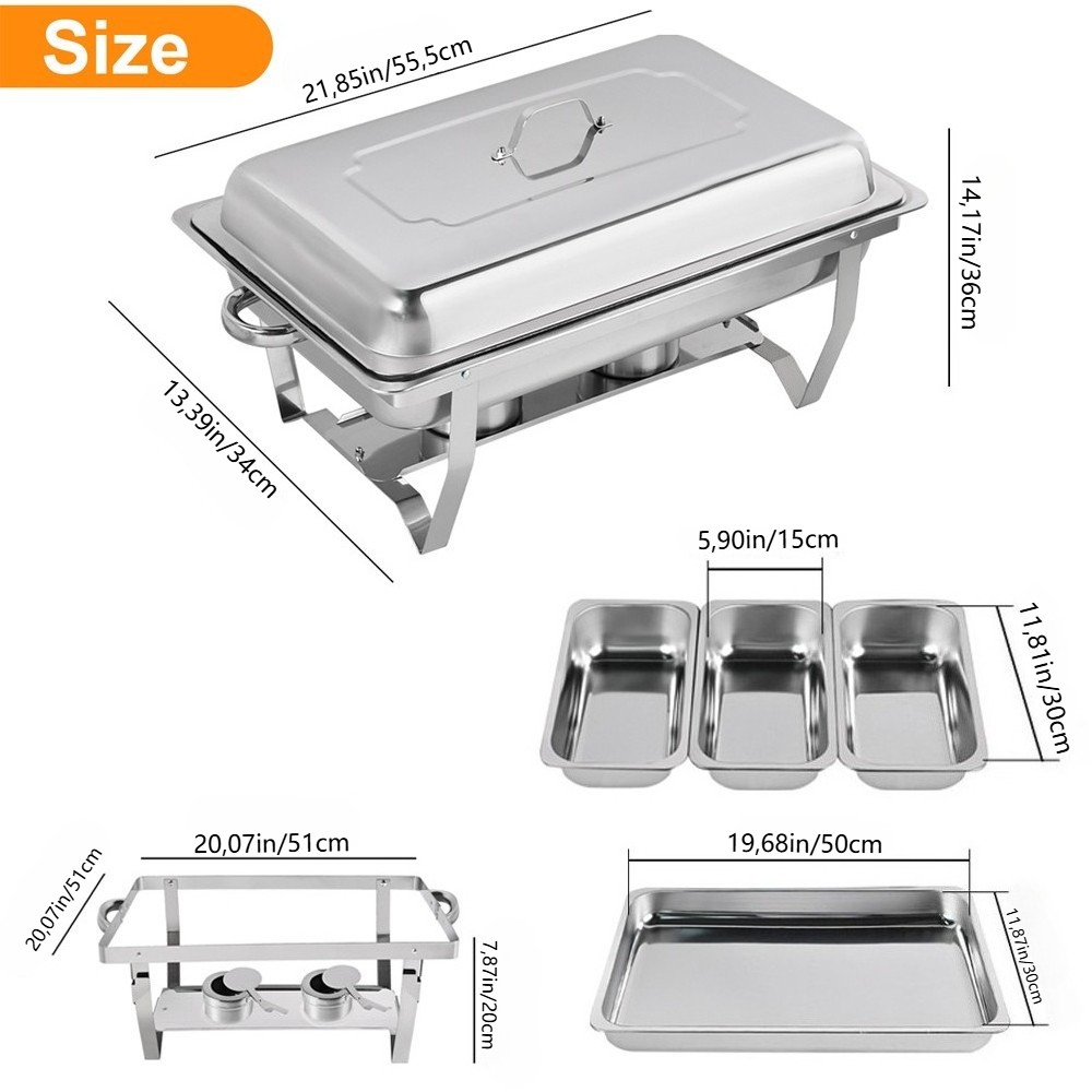 Edelstahl Speisenwärmer Klappbar & Abnehmbar Chafing Dish Buffet Catering