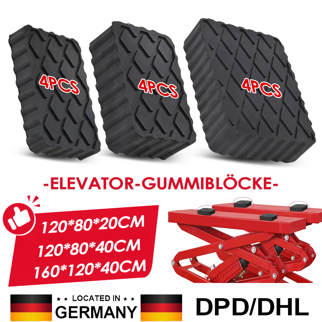 New Gummiklotz Gummiklötze Gummiauflage Gummiteller Hebebühne Grubenheber Satz 4x De
