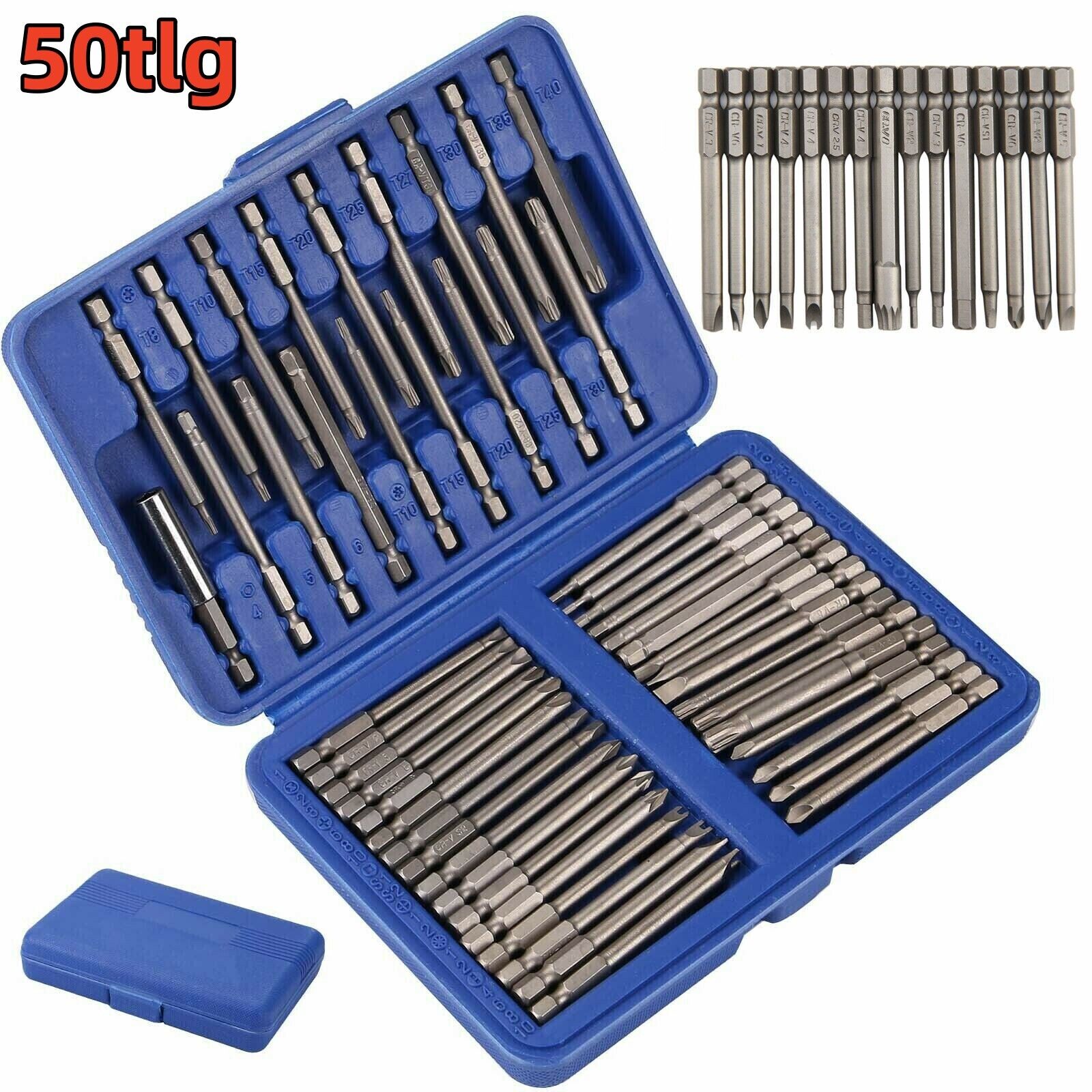 50tlg Schraubendreher Bitsatz 75mm Lange Spezial Set Sicherheits Schrauben