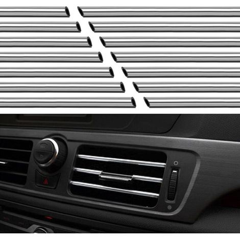 (silber) 20-teiliges Zierleisten-set Für Alle Geraden Lüftungsauslässe Im Innenraum Des Autos