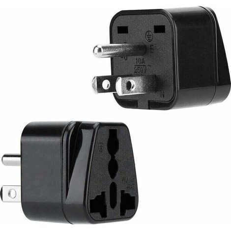 2x Schwarzer Netzsteckeradapter – 2er-pack Reiseadapter Typ B Für Steckdosen In Deutschland, Italien, Spanien Und Frankreich – Konverter