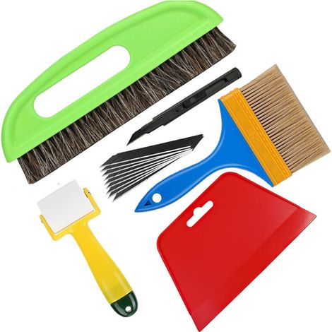Csparcv Tapezier-set, Folienwerkzeug Für Tapeten, Autofenster, Vinylfliesen, Mit Glättpinseln, Kleisterpinsel, Rolle, Folienrakel, Universalmesser Und Klingen