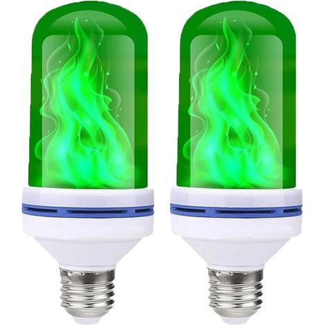 E27 9w Led-lampe Mit Flammeneffekt, 4 Lichtfarben, Schwerkraftsensor Für Innen-/außendekoration/bar/party/weihnachten (grün X 2)