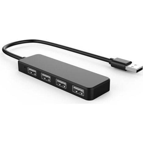 Ultradünner Usb-hub Mit 4 Usb 2.0-anschlüssen, Schwarz