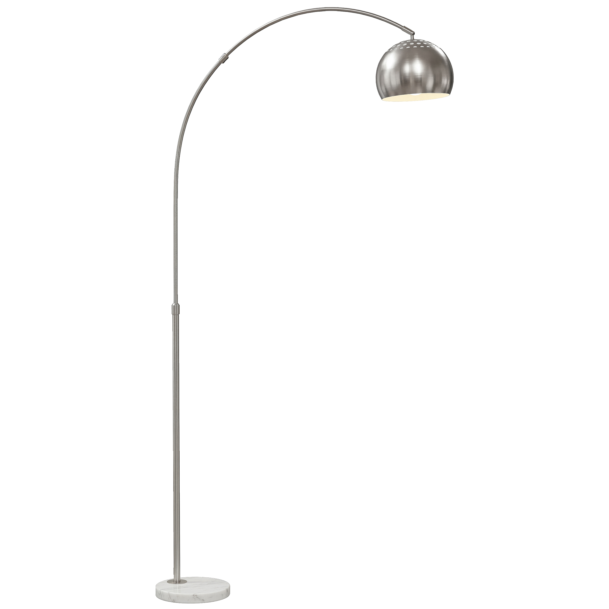 Stehlampe, Bogen-design Mit Marmorsockel, 167 Cm, Silber