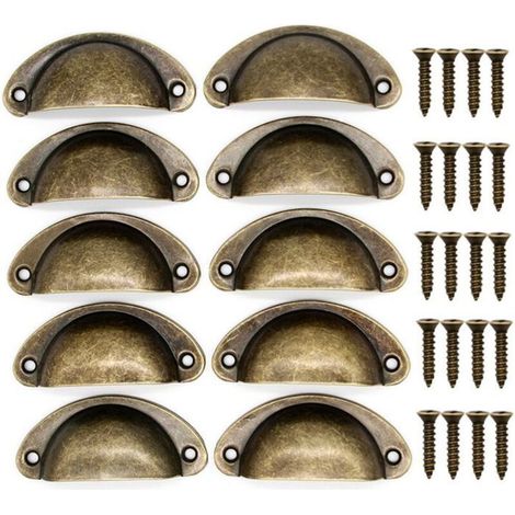 Antike Schubladengriffe – Inf – Antik-modell – 10er-set – Antikbronze – Schrauben Inklusive