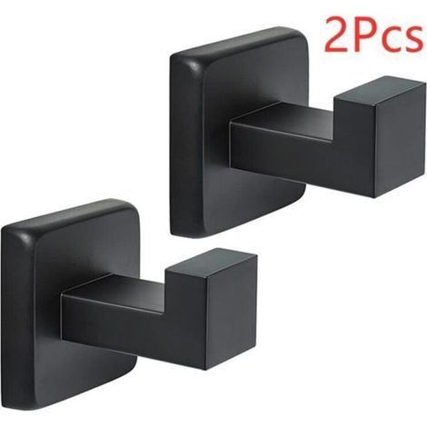 Handtuchhaken – Schwarz – Metall – 2 Stück – Modernes Quadratisches Design – Für Den Innenbereich