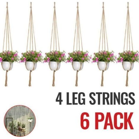 Makramee-pflanzenampel – Vintage – 6-teilig – Hanfseil – 105 Cm Hoch – Elegantes Design