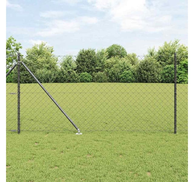 vidaXL Zaunpfosten Grau 10 x 1 m 60 x 60 mm Maschen Stahl und PVC 3351185