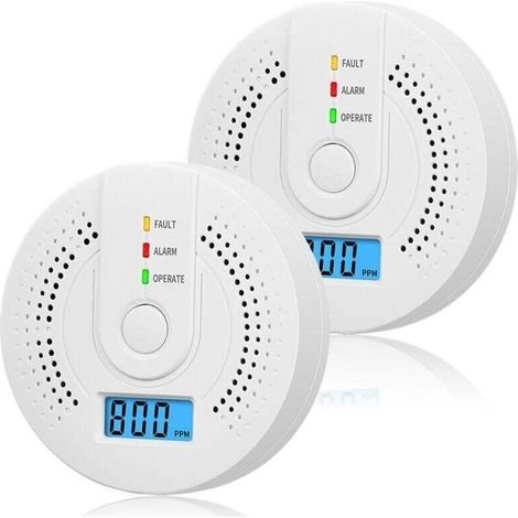 Enowelir 2er-pack Batteriebetriebene Kohlenmonoxidmelder Mit Digitalem Lcd-display Für Zuhause, Küche, Restaurant, Hotel, Büro