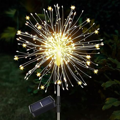 Solar Fireworks 120 Led Starburst Solarleuchten, 8 Beleuchtungsmodi, Wasserdichte Solar-gartenleuchten Für Gartenwege (warmweiß)