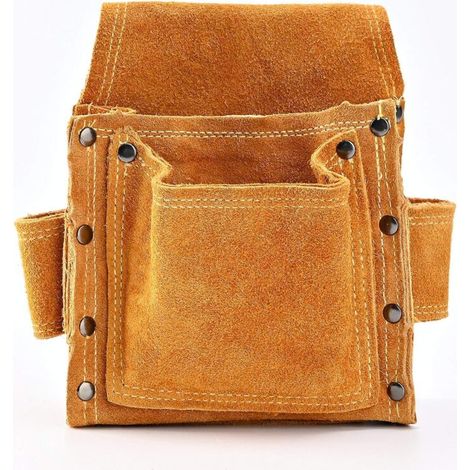 Werkzeugtasche Für Schreiner, Hochwertiger Werkzeuggürtel Aus Leder Mit 2 Hammerhaltern, Robuste Und Professionelle Tasche Für Elektriker, Maurer, Schweißer Und Trockenbauer