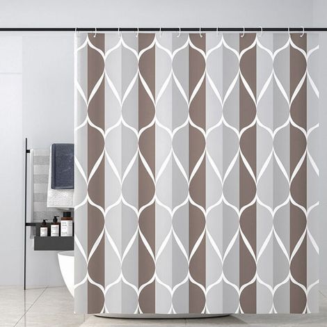 Duschvorhang, Waschbar, Wasserdicht, Aus Polyester, Maschinenwaschbar, Mit 12 Ringen Und Magnetkordel (grau, 180 X 200 Cm)