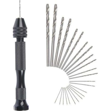 Mini-handbohrmaschine Mit Spiralbohrer + 25 Kabellose Mikro-spiralbohrer, Aluminium-drehwerkzeuge, Verstellbarer Spiralbohrer Für Brandmalerei, Bohren Von Kunststoff Und Kupfer.