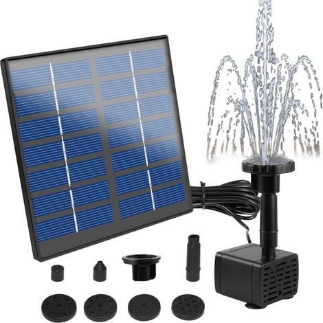 Solar-teichpumpe, Solarbrunnen, 7 V, 1,5 W, Solar-wasserpumpe Mit 6 Brunnenmotiven, Schwimmpumpe Für Wasserspiele, Vogeltränken Und Aquarien, 160 L/h