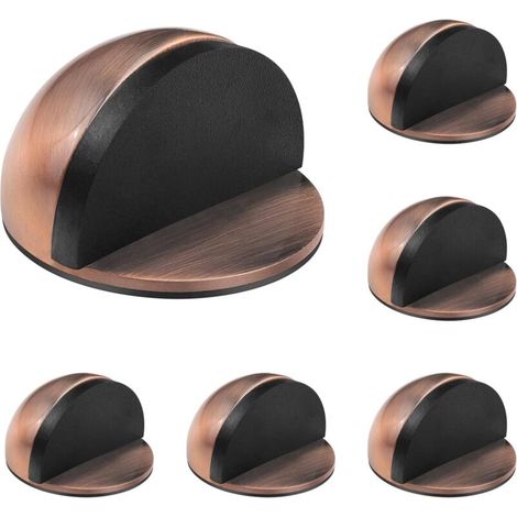(bronze) Set Mit 6 Selbstklebenden Türstoppern/türblöcken Aus Edelstahl Mit Gummipuffern, Bodenstopper Zum Schutz Von Türen Und Wänden