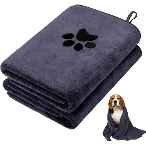 2-teiliges Hundehandtuch-set, 100×50cm Schnelltrocknendes Mikrofaser-hundehandtuch, Super Saugfähiges, Weiches Hundehandtuch, Hundebadezubehör, Bademantel Für Hunde, Katzen Und Haustiere (grau)