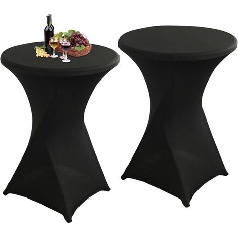 Set Mit 2 Dehnbaren Tischdecken Mit Quadratischen Ecken Aus Spandex Für Cocktails, 60 X 110 Cm, Schwarze Runde Cocktailtischdecke Für Bar, Hochzeit, Cocktailparty, Banketttisch (schwarz)