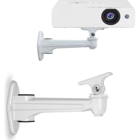 Csparcv 2er-pack Wandhalterungen Für Mini-projektoren, Tragkraft 3 Kg, Länge: 16 Bis 20 Cm, Material: Aluminium, Für Überwachungskameras, Projektoren, Webcams, 360° Drehbar, Weiß