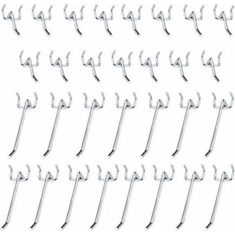 30 Stück Lochwandhaken Aus Metall, 10 Cm Und 5 Cm, Einzelhaken-set Für Garagen, Geräteschuppen Und Werkstätten