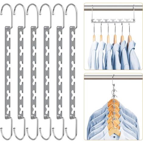 Csparcv 6er-set Platzsparende Kleiderbügel, Magische Kleiderbügel Aus Edelstahl, Rutschfest, Multifunktionaler, Platzsparender Kleiderbügel-organizer Für Schränke