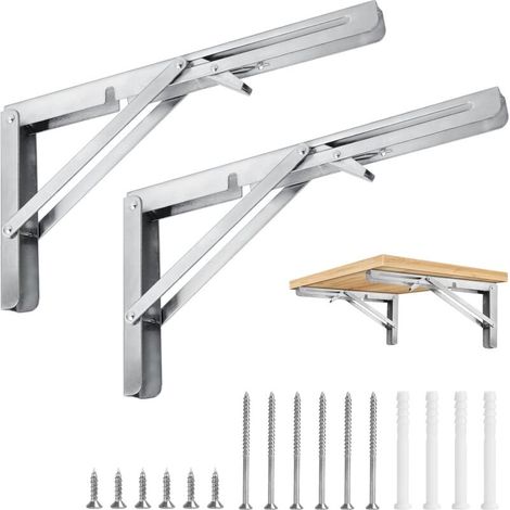 Zolginah 400 Mm Klappkonsole, 2er-set Robuste Klappkonsolen, 400 Mm Tragkraft 186 Kg, Klappregalträger Aus Edelstahl Für Garage, Küche, Schlafzimmer (2 Stück)