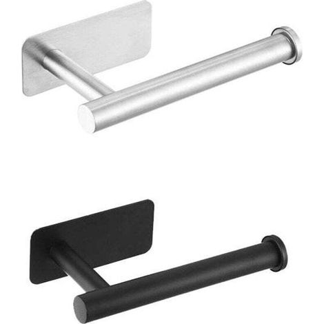 Enowelir Wand-toilettenpapierhalter, 2 Stück, Quadratischer Klebehalter, Kein Bohren Erforderlich, Silber/schwarz, 16 Cm